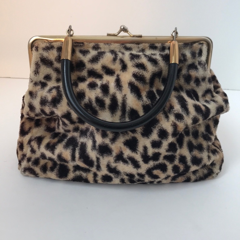 Vintage Plush Leopard Handbag